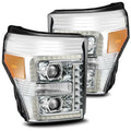 AlphaRex 11-16 Ford F-350 SD LUXX LED Proj Headlights Plank Style Chrm w/Activ Light/Seq Signal/DRL 880145