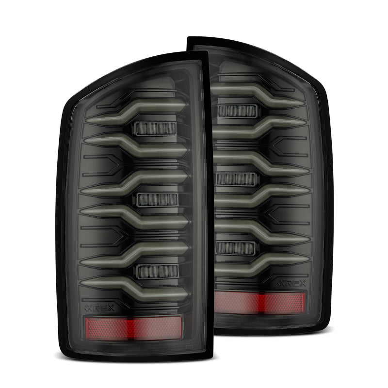 AlphaRex 07-08 Dodge Ram1500/07-09 Dodge Ram 2500+3500 Luxx-Series LED Tail Lights(Pair) Alpha Black 641050