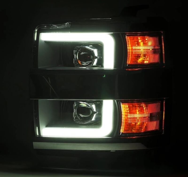 AlphaRex 15-19 Chevy Silverado 2500/3500 LUXX-Series Proj. Headlights Blk w/Actv SeqSig & SBDRL 880098