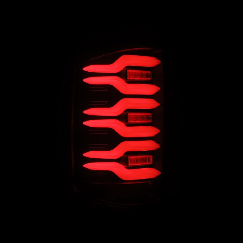 AlphaRex 14-18 Chevrolet Silverado Luxx-Series LED Tail Lights Black w/Activ Light/Seq Signal 620030