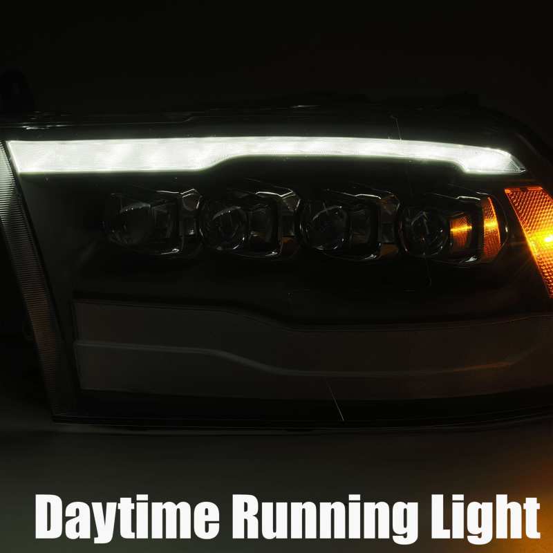 AlphaRex 09-18 Dodge Ram 1500HD NOVA LED Projector Headlights Plank Style Design Alpha Black w/DRL 880541