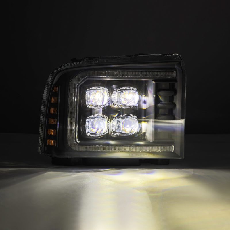 AlphaRex 05-07 Ford F250/350/450/550 Super Duty NOVA LED Proj HL Blk w/Actv Light & Seq Sig + SB DRL 880319