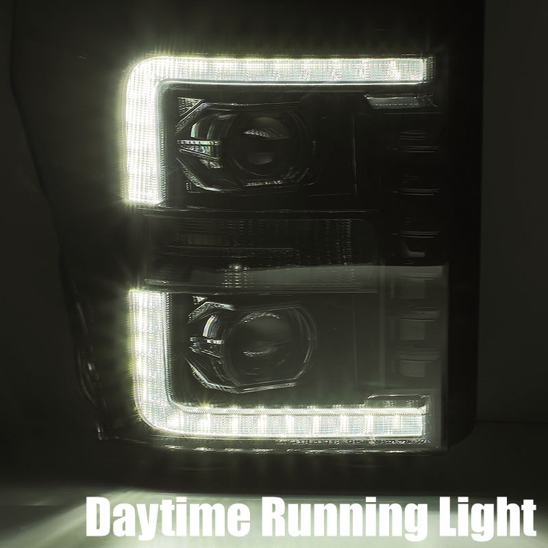 AlphaRex 11-16 Ford F-350 SD LUXX LED Proj Headlights Plank Style Alpha Blk w/Activ Light/Seq Signal 880143