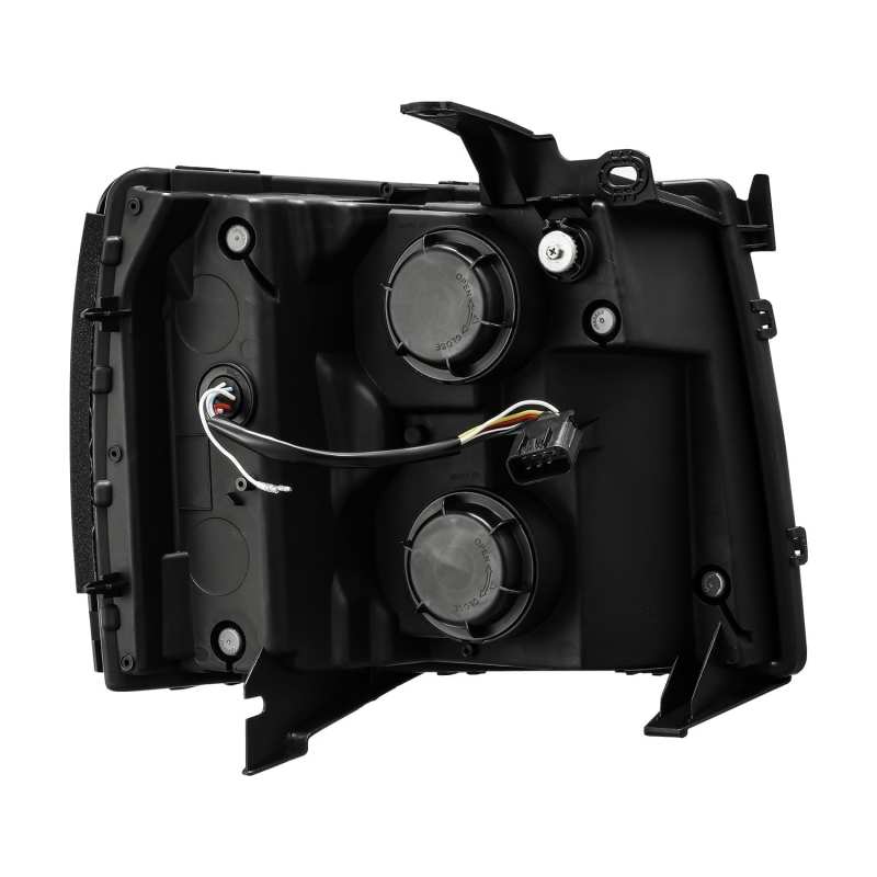 AlphaRex 07-13 Chevy 1500 LUXX LED Proj Headlights Plank Style Jet Blk w/ Activ Light/Seq Signal/DRL 880223