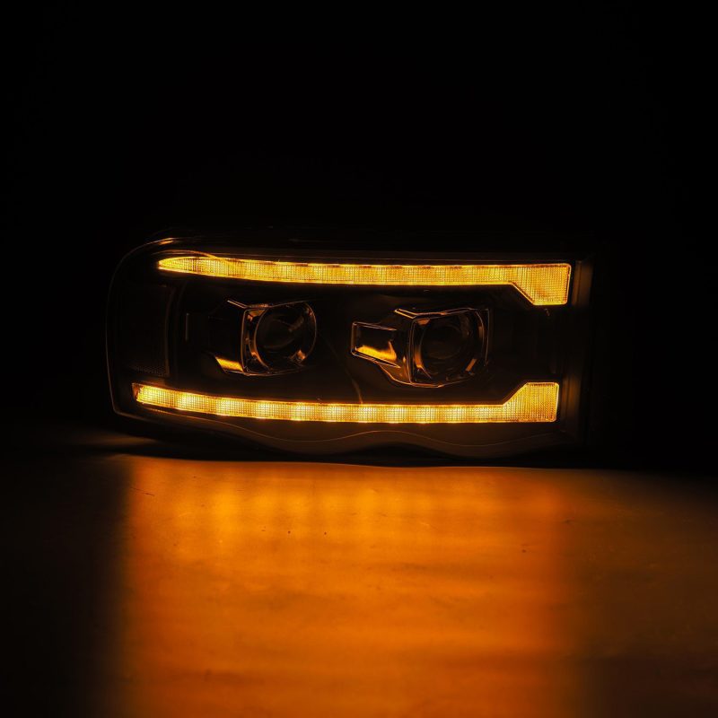 AlphaRex 02-05 Dodge Ram 1500 LUXX LED Proj Headlights Plank Style Black w/Activ Light/Seq Signal 880567