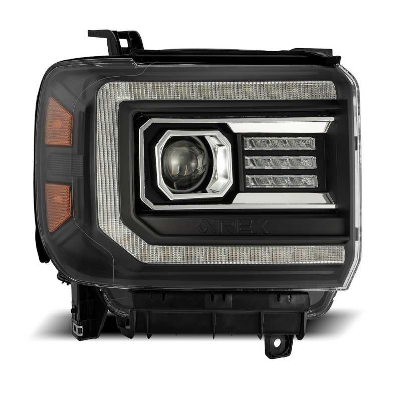 AlphaRex 14-18 GMC Sierra PRO-Series Proj Headlights Plank Style Black w/Activ Light/Seq Signal/DRL 880613