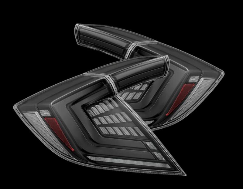 AlphaRex 16-21 Honda Civic Hatchback/ Type-R FK8 Nova-Series LED Tail Lights (Pair) - Alpha Black 676000