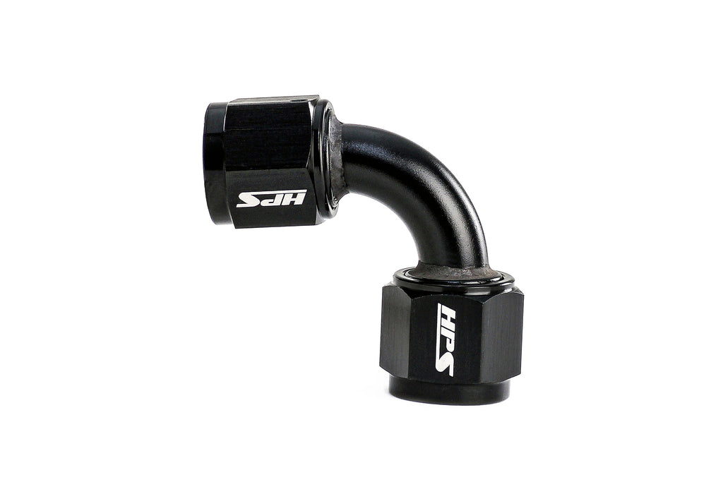 HPS Performance Straight/ 45-90 Degree 3-12 AN Female to Female Swivel Coupling Adapter, Aluminum, Black