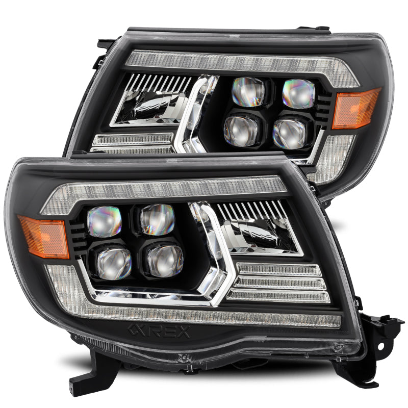AlphaRex 05-11 Toyota Tacoma NOVA LED Projector Headlights Plank Style Alpha Black w/Activ Light/DRL 880742