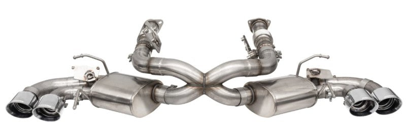 Corsa 2020 Corvette C8 3in Valved Cat-Back 4.5in Pol Quad Tips - Fits Factory Perf Exhaust w/ AFM 21100
