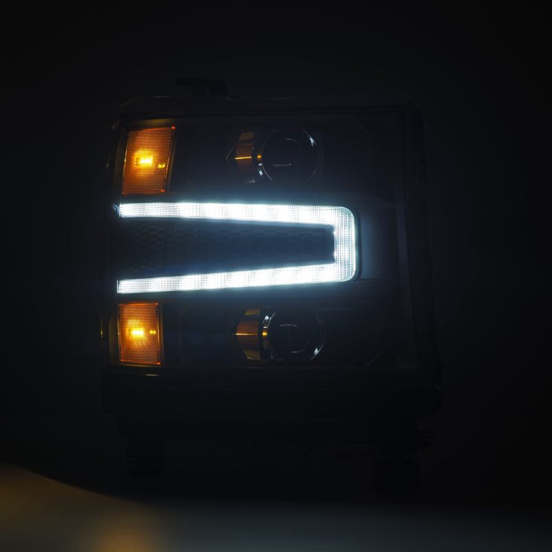 AlphaRex 16-18 Chevy 1500HD LUXX LED Proj Headlights BK w/Seq Actvn Light / SeqSig (Req PN 810023) 880234