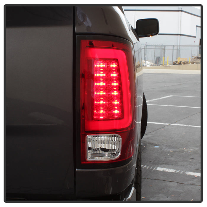 Spyder 09-16 Dodge Ram 1500 Light Bar LED Tail Lights - Red Clear ALT-YD-DRAM09V2-LED-RC 5084040