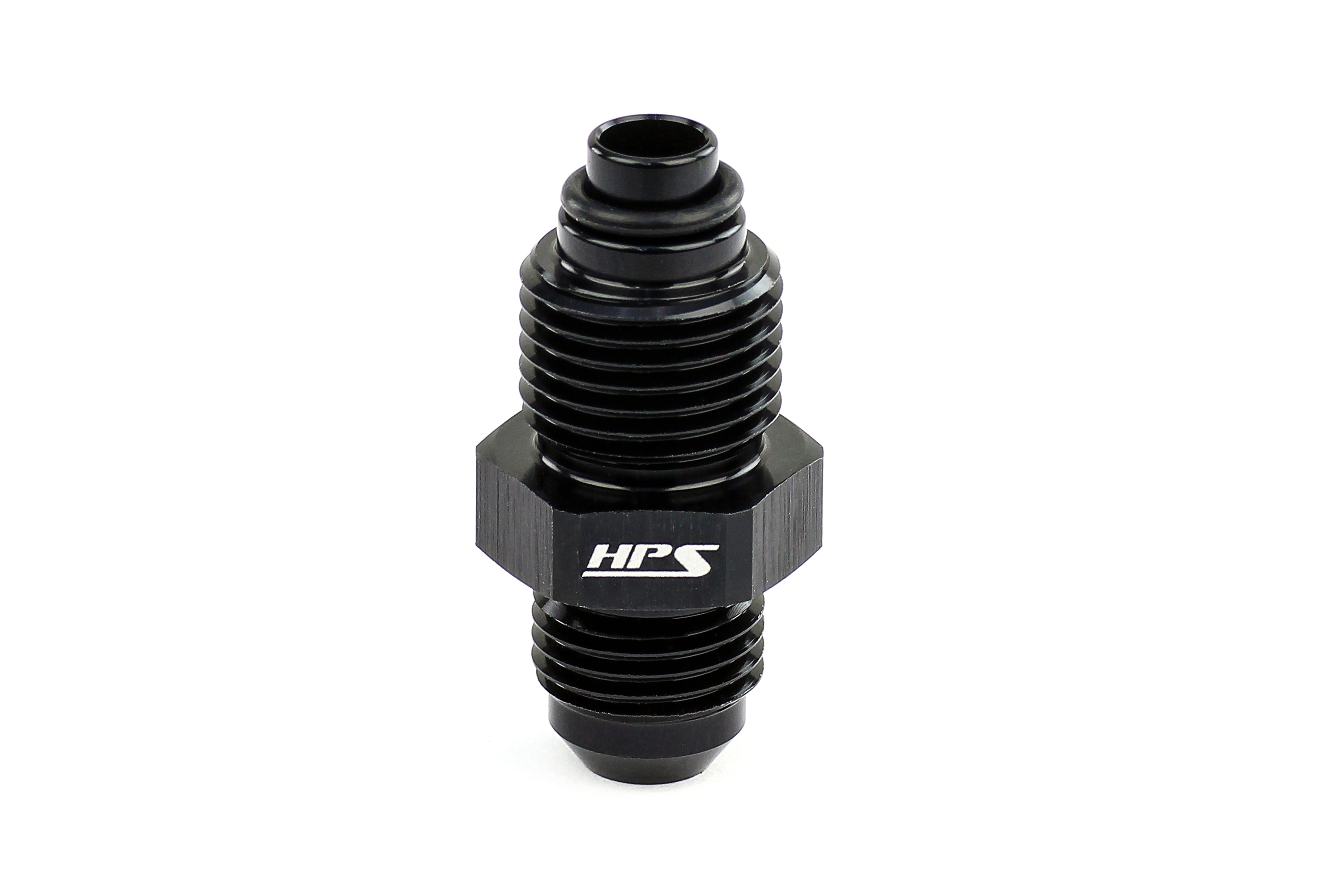 HPS AN Male to Inverted Flare Male Power Steering Adapter, Aluminum, Black