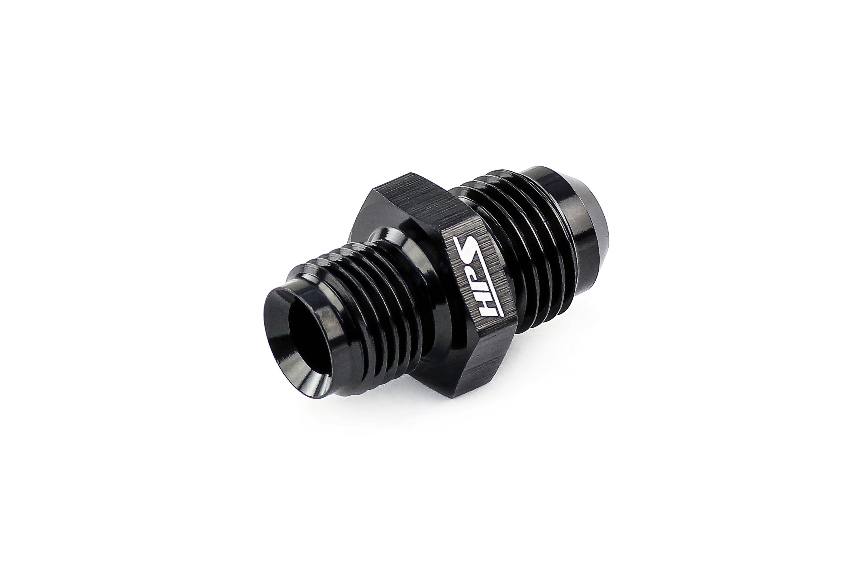 HPS AN Male to Inverted Flare Male Power Steering Adapter, Aluminum, Black
