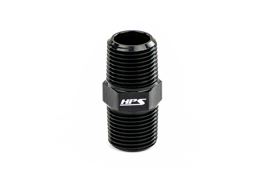HPS Straight NPT Male To NPT Male Union Coupler Adapter, Aluminum, Black