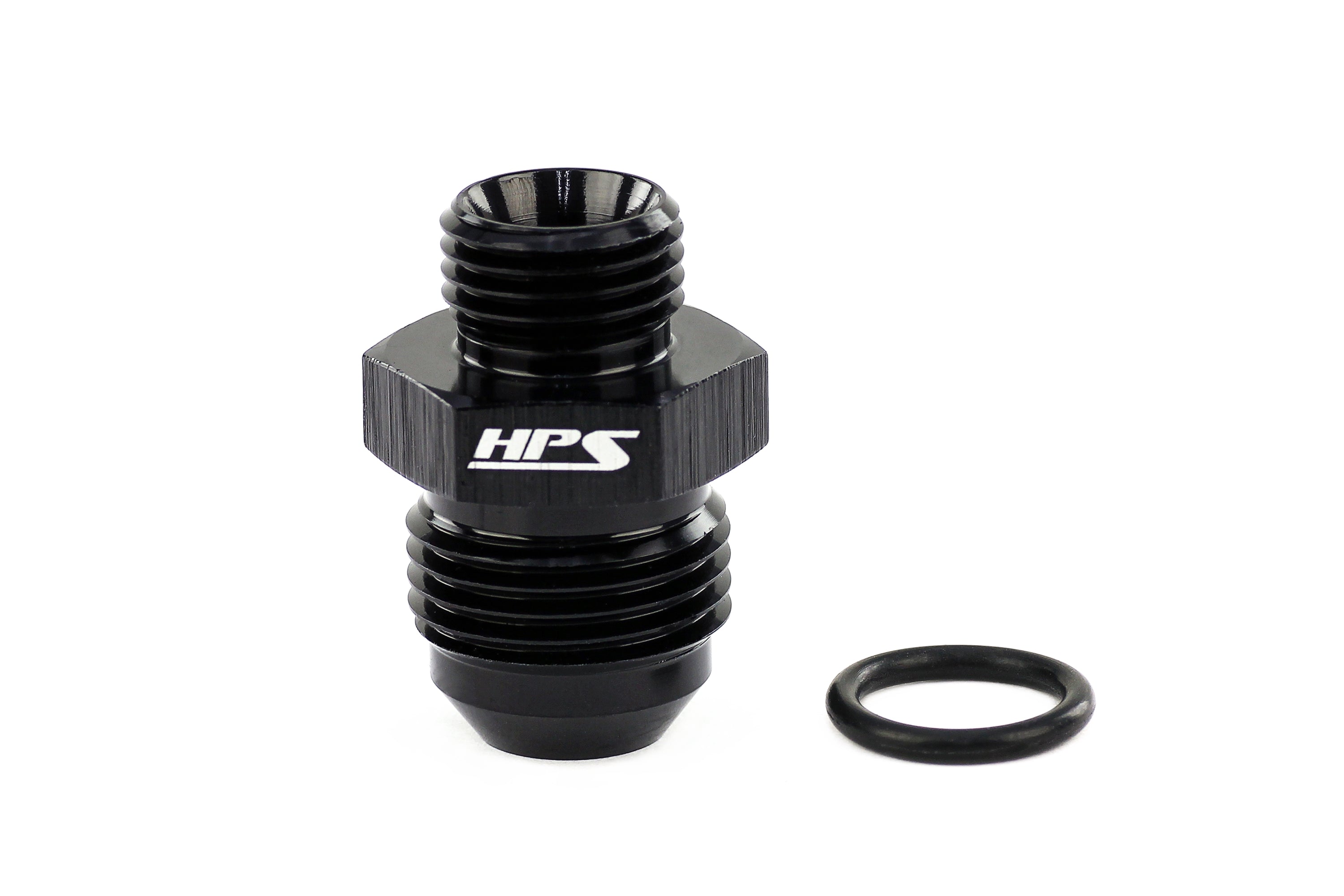 HPS AN Male To O-ring Boss (ORB) Port Thread Male Adapter, Aluminum, Black