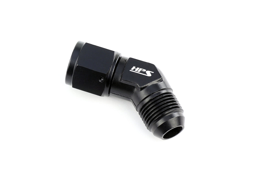 HPS Performance 45-90 Degree 4-12 AN Male to Female Swivel Adapter, Aluminum, Black
