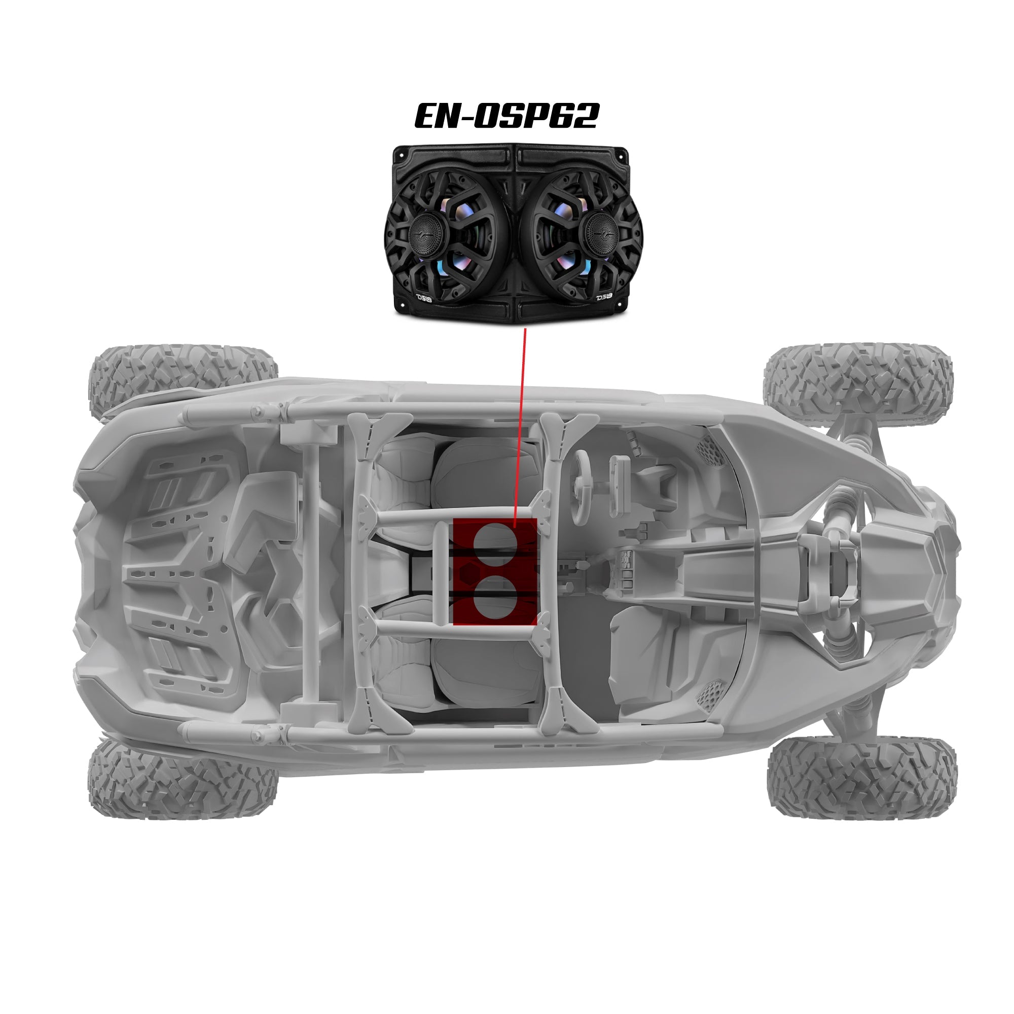 CAN-AM Overhead Enclosure With Amplifier and Installation Kit - Loaded with 2x 6.5" 2-Way Marine Speakers With Digital LED Lights