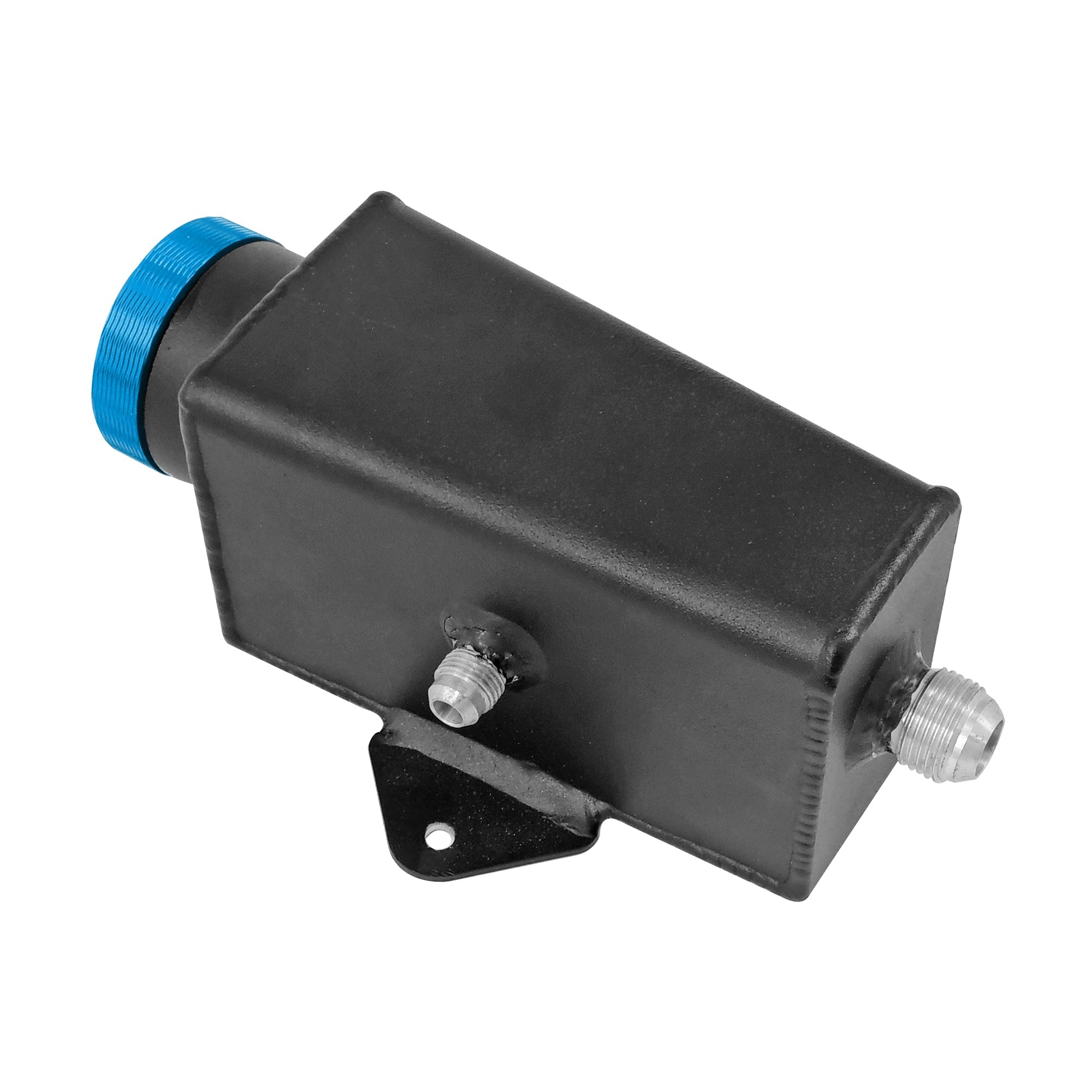 Power Steering Tank Firewall Mount (Right Inlet) + Remote Fill Tank - Blue Cap