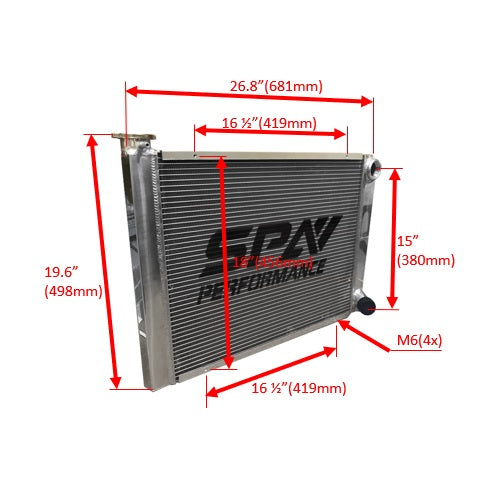 Lightweight Late Model Radiator - Double Pass - 26.8" x 19.6" + Remote Fill Tank - Blue Cap