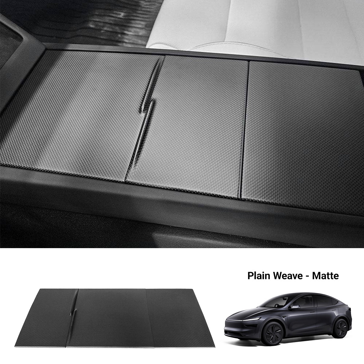 Dry Carbon Fiber Center Console Cover For Model Y Juniper / Model 3 Highland