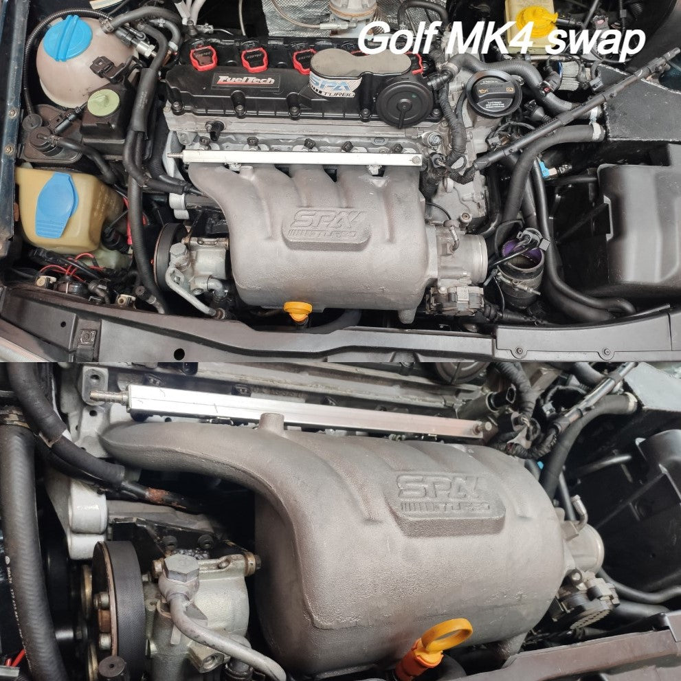 Turbo manifold, cast aluminum valve cover & intake manifold for VW Jetta/Golf MK5 2.5L 5-cyl 20V 07K.