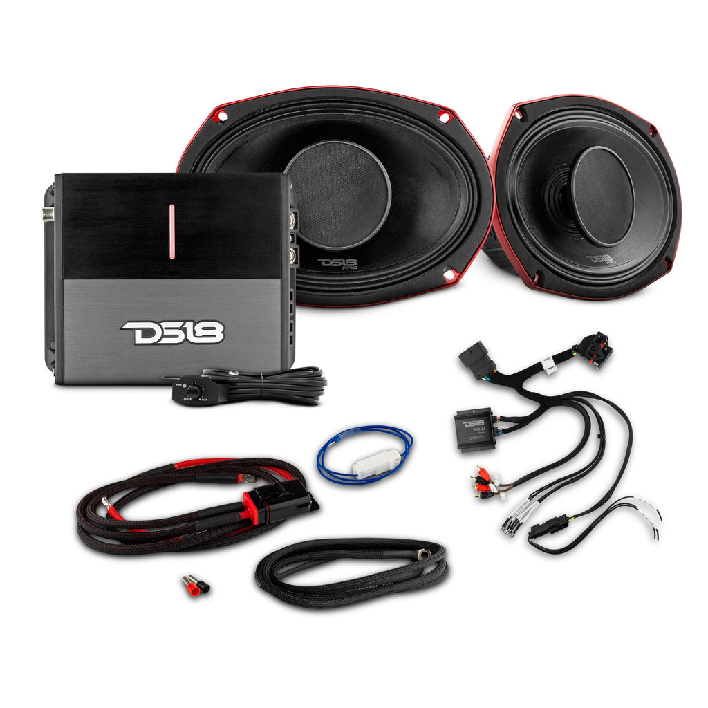 2014-Up Harley-Davidson Street Glide or Road Glide Rear Upgrade Package - 2x PRO Mid-Range w/ Driver | 1x Amp