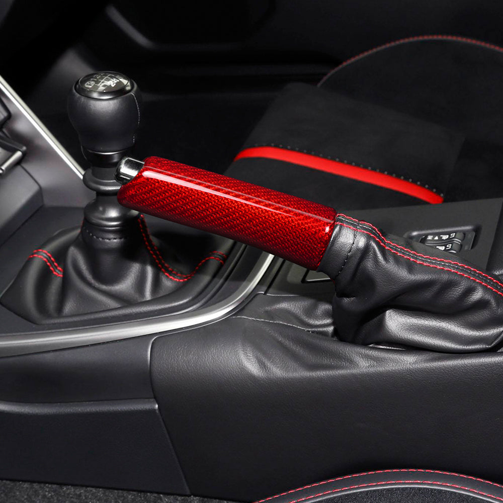 JDMuscle [22-25 WRX, 15-21 WRX/STI, 22-25 BRZ/GR86] Carbon Fiber E-Brake Handle - Black / Red / Forged