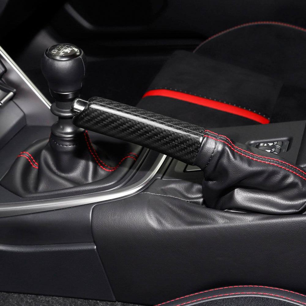 JDMuscle [22-25 WRX, 15-21 WRX/STI, 22-25 BRZ/GR86] Carbon Fiber E-Brake Handle - Black / Red / Forged