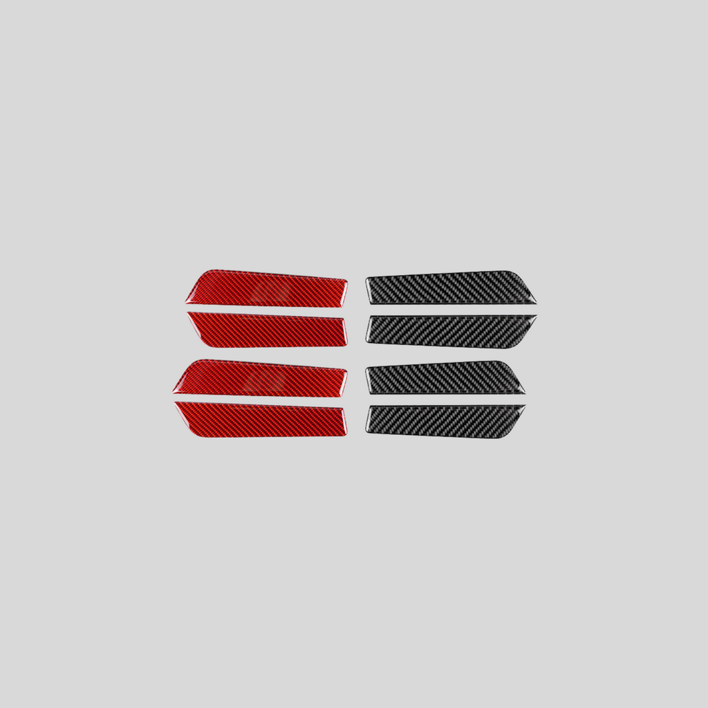 JDMuscle [22-25 WRX] P&S Series Carbon Fiber Door Pocket Covers 4 PC | Black Carbon Fiber/ Red Carbon Fiber