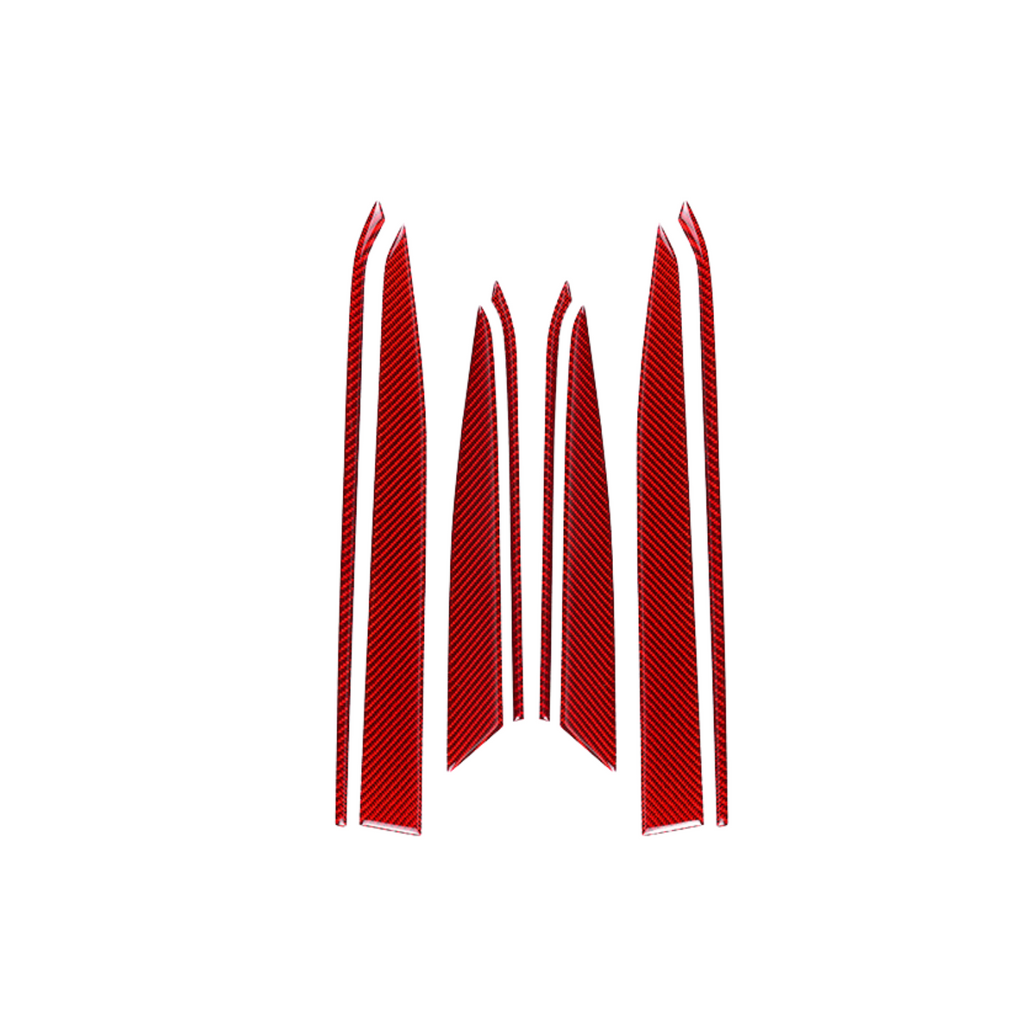 JDMuscle [22-25 WRX] P&S Series Carbon Fiber Interior Door Upper Panel Accent Covers 8 PC | Black Carbon Fiber/ Red Carbon Fiber