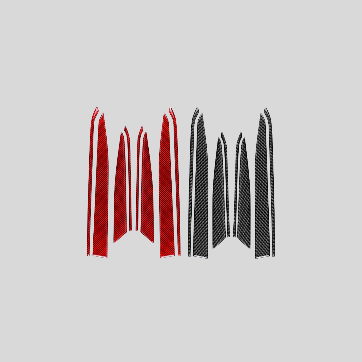 JDMuscle [22-25 WRX] P&S Series Carbon Fiber Interior Door Upper Panel Accent Covers 8 PC | Black Carbon Fiber/ Red Carbon Fiber
