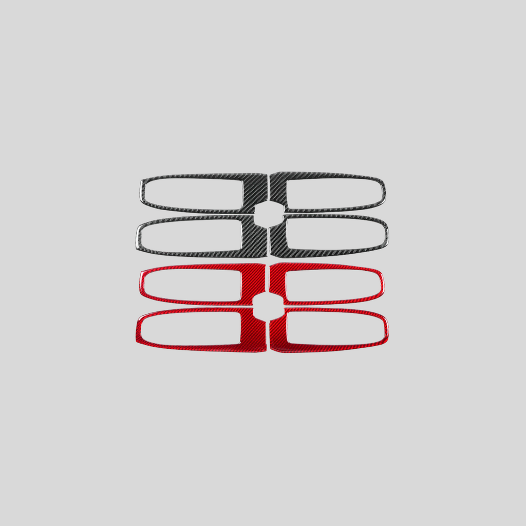 JDMuscle [22-25 WRX] P&S Series Carbon Fiber Window Switch Trim Covers 4 PC | Black Carbon Fiber/ Red Carbon Fiber
