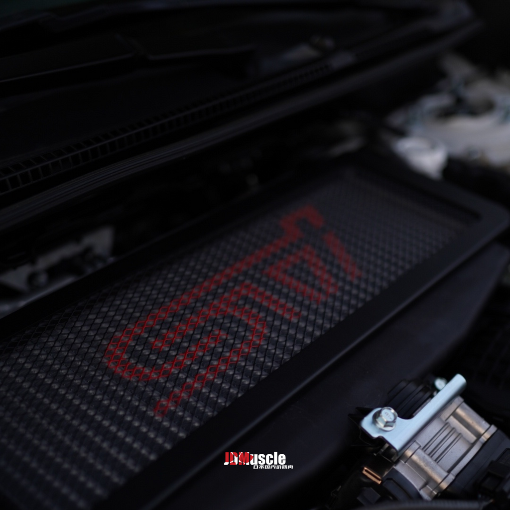 JDMuscle [22-25 WRX] Top Mount Intercooler Mesh Guard with WRX/STI Logo-Red/White