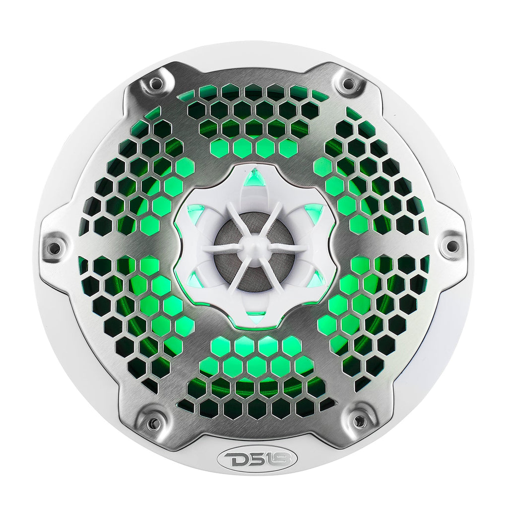 NXL 6.5" 2-Way Coaxial Marine Speaker With LED RGB Lights 100 Watts Rms 4-Ohm