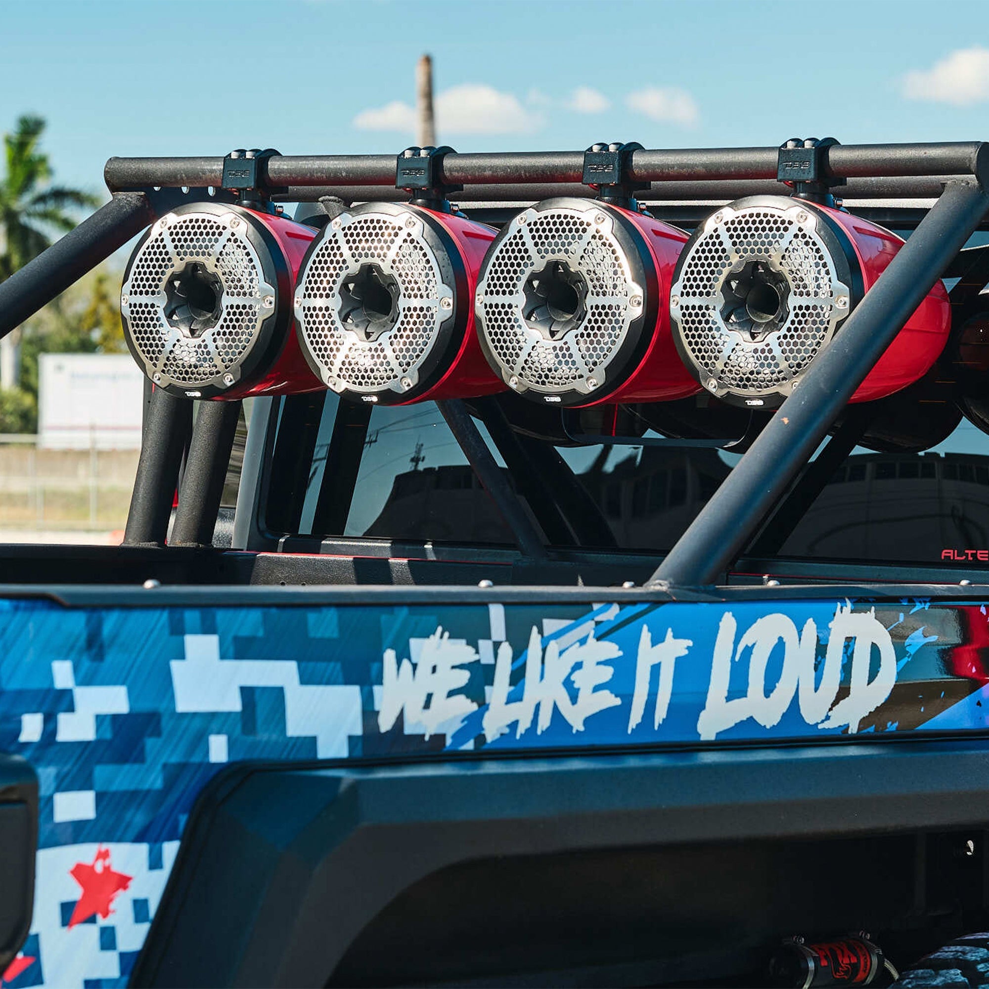 NXL 6.5" Neodymium Marine and Powersports Towers with Built-in Passive Radiator, 1" Driver and LED RGB Lights 150 Watts Rms
