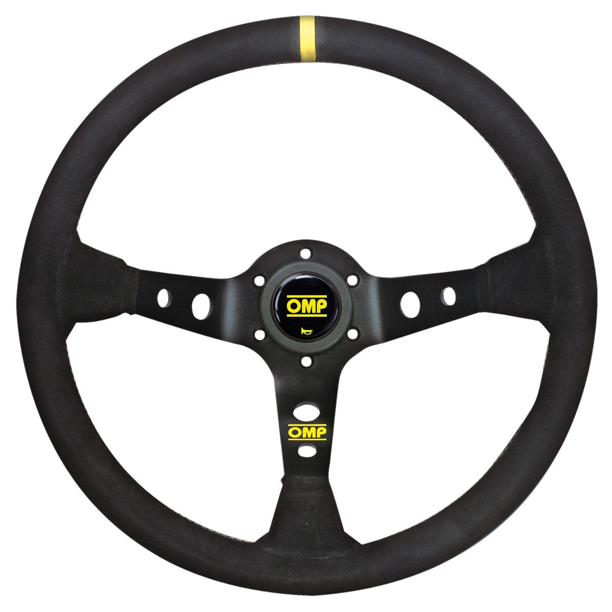 OMP Corsica Steering Wheel - Black Suede, Black Spokes