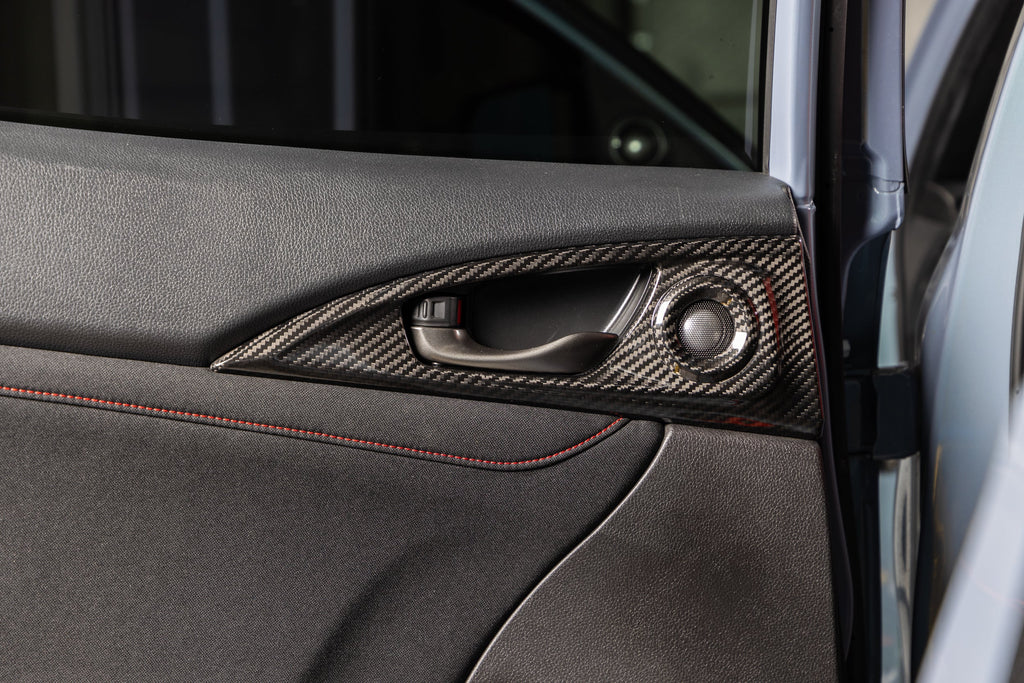 OLM LE Carbon Fiber Interior Door Handle Trim Covers (Full Set) - 2016 - 21 Honda Civic / 2017-21 Honda Civic Type R