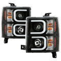 Spyder Chevy Silverado 1500 14-16 Projector Headlights Light Bar DRL Blk PRO-YD-CS14-LBDRL-BK 5079473