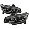 Spyder Honda Civic 16-18 2DR/4DR/Hatchback Headlight Black PRO-YD-HC16PL-SEQ-BK 5087539