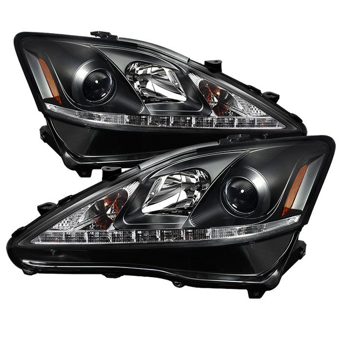 Spyder Lexus IS 250/350 2006-2010 Projector Headlights DRL Black PRO-YD-LIS06-DRL-BK 5080059