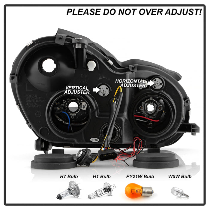 Spyder Mercedes Benz C-Class 01-05 4 DrProjector Headlights Halogen-LED Halo Chrm PRO-YD-MBW203-HL-C 5011268