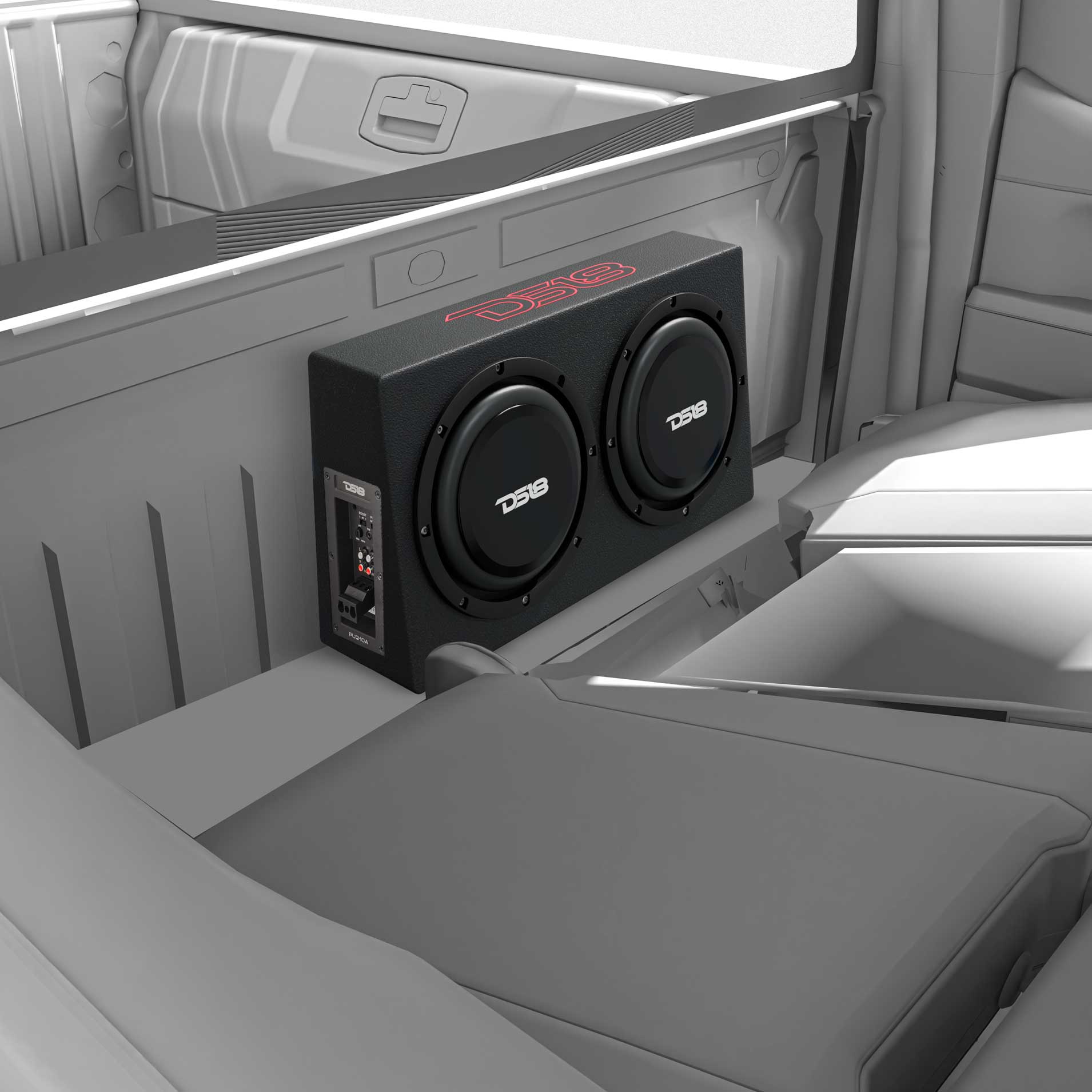10" Active Subwoofer Shallow Enclosure with 10" Passive Subwoofer For Pickup Trucks