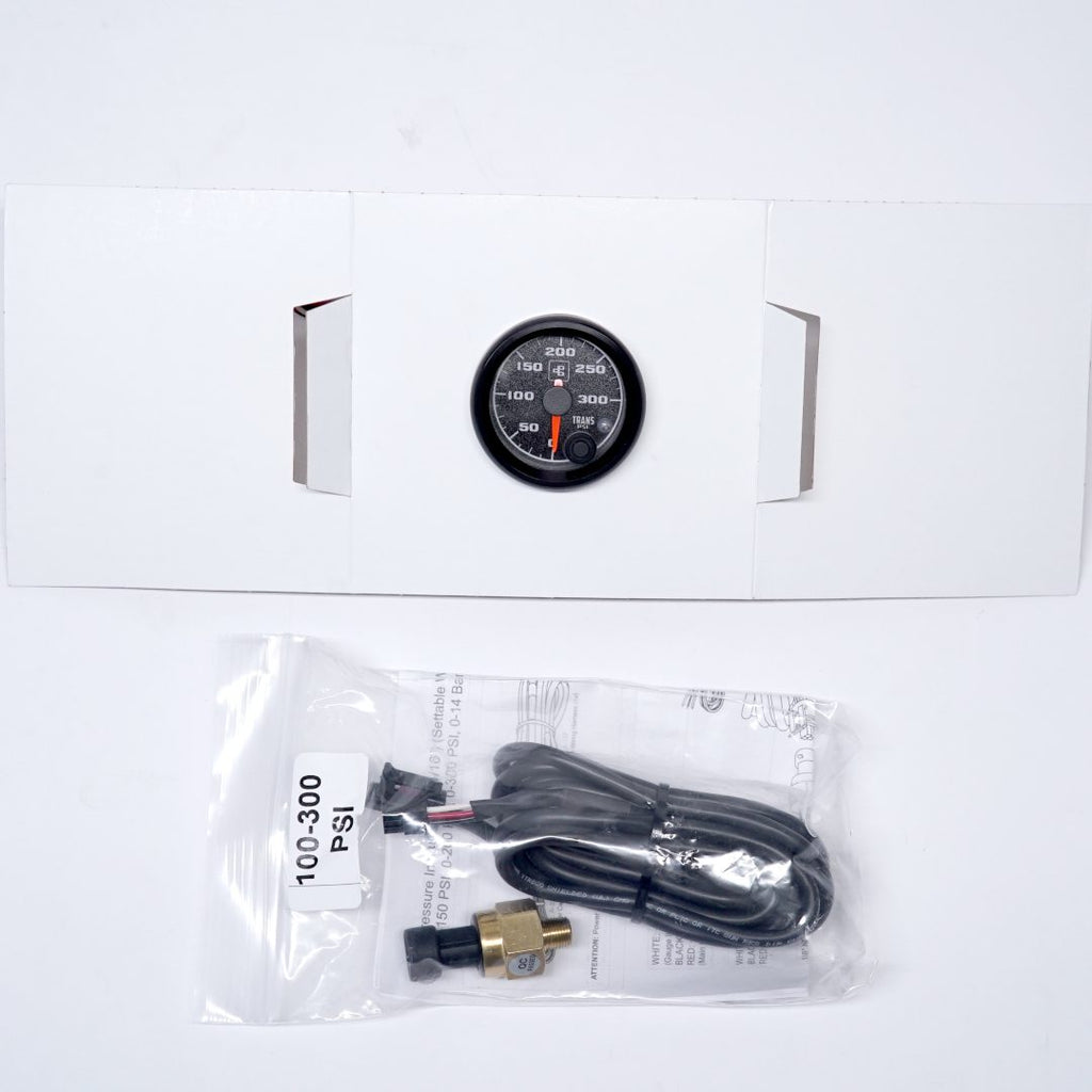 Power Driven Black 2-1/16" 300 psi Transmission Line Pressure Gauge with Warning Light