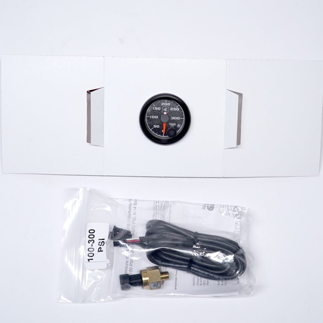 Power Driven Black 2-1/16" 300 psi Transmission Line Pressure Gauge with Warning Light