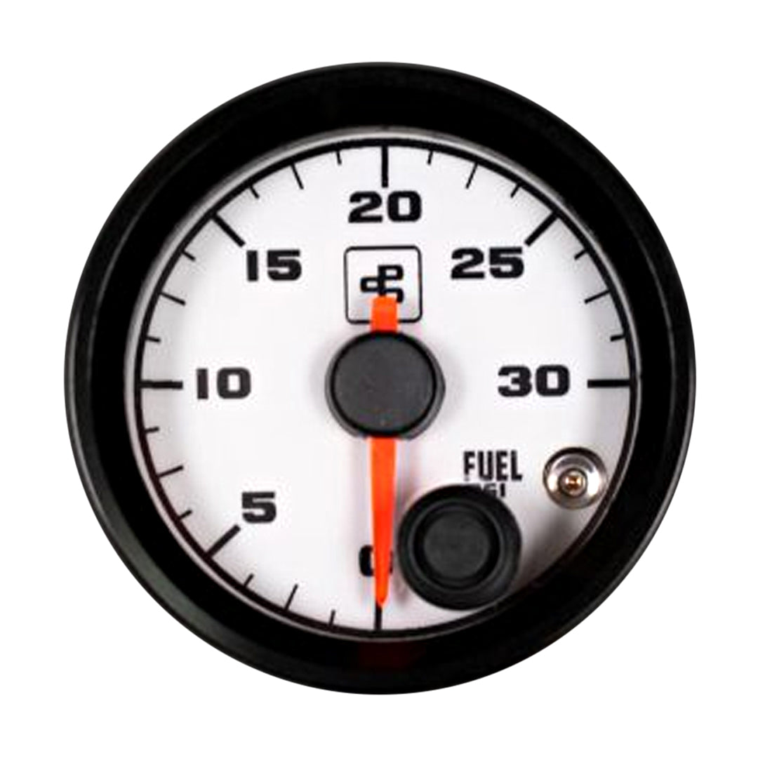 Power Driven White 2-1/16" 30 psi Fuel Pressure Gauge with Warning