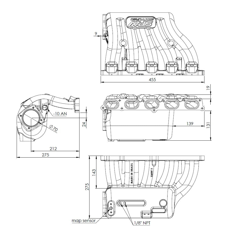 VW Jetta / Golf MK4 2.5L 5 cylinder 20V 07K T3 top mount turbo manifold + Intake manifold