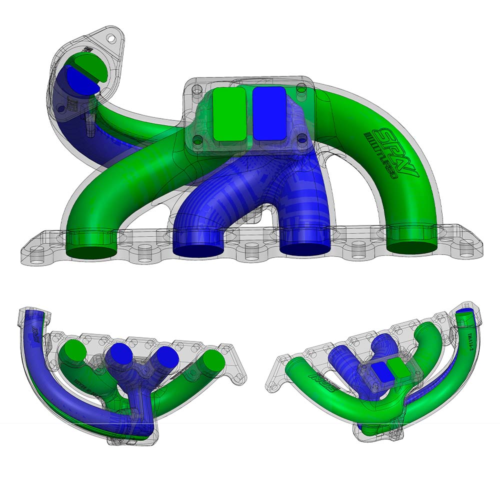 VW MKIV GTI T3 Twin Scroll Top Mount Turbo Manifold V-Band - EVOLUTION