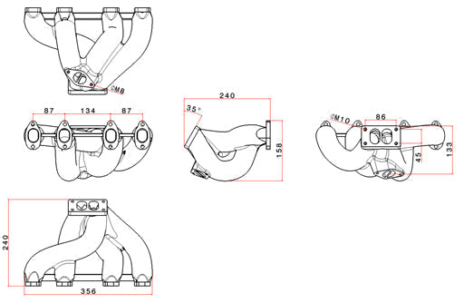 Audi 80 VW B5 1.9 TDI ADP 1.6L 8V T3 top mount twin scroll street turbo manifold