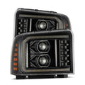 AlphaRex 05-07 Ford Super Duty/Excursion LUXX-Series LED Projector Headlights - Alpha-Black 880316